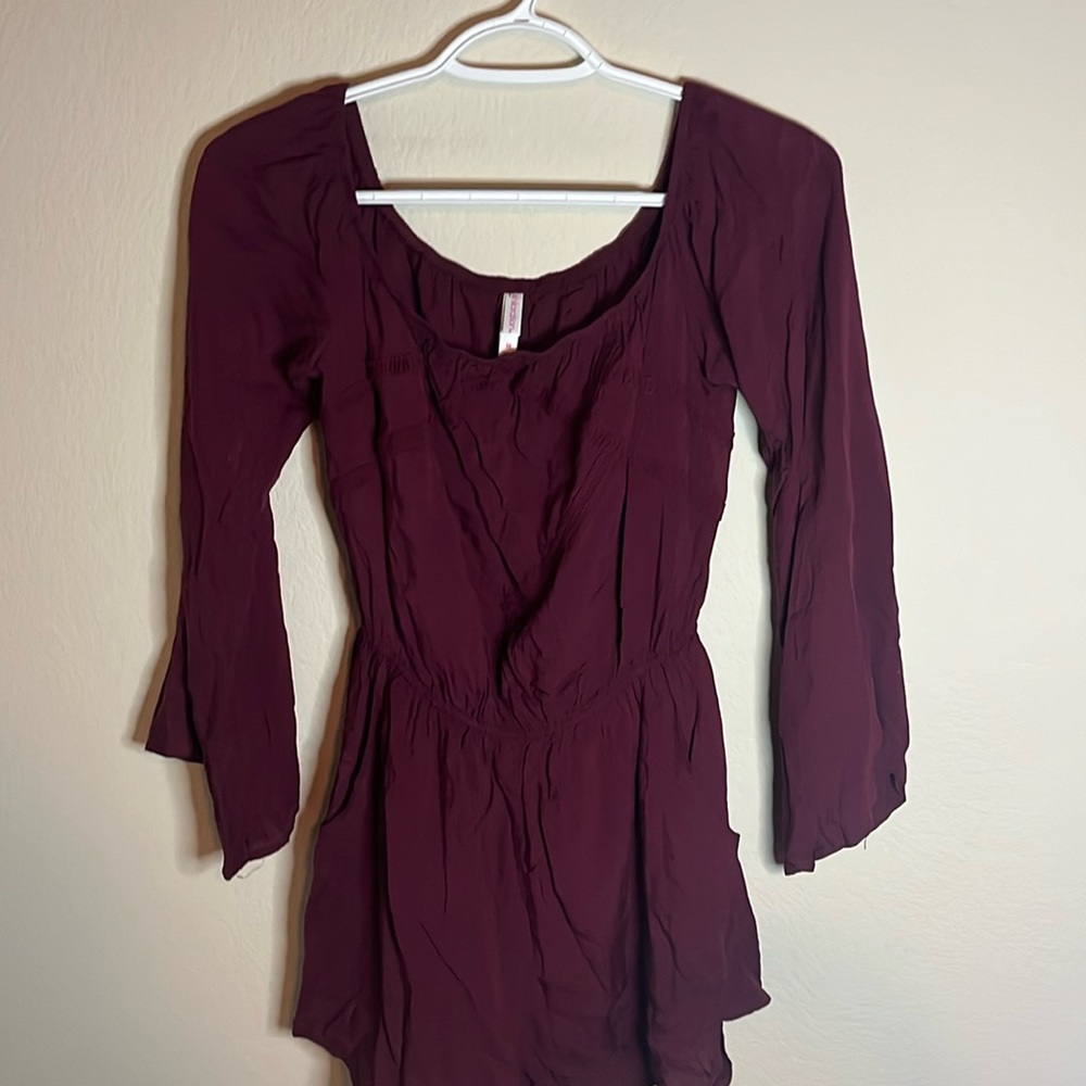 Xhilaration LS Burgundy Mini Dress - Size Medium